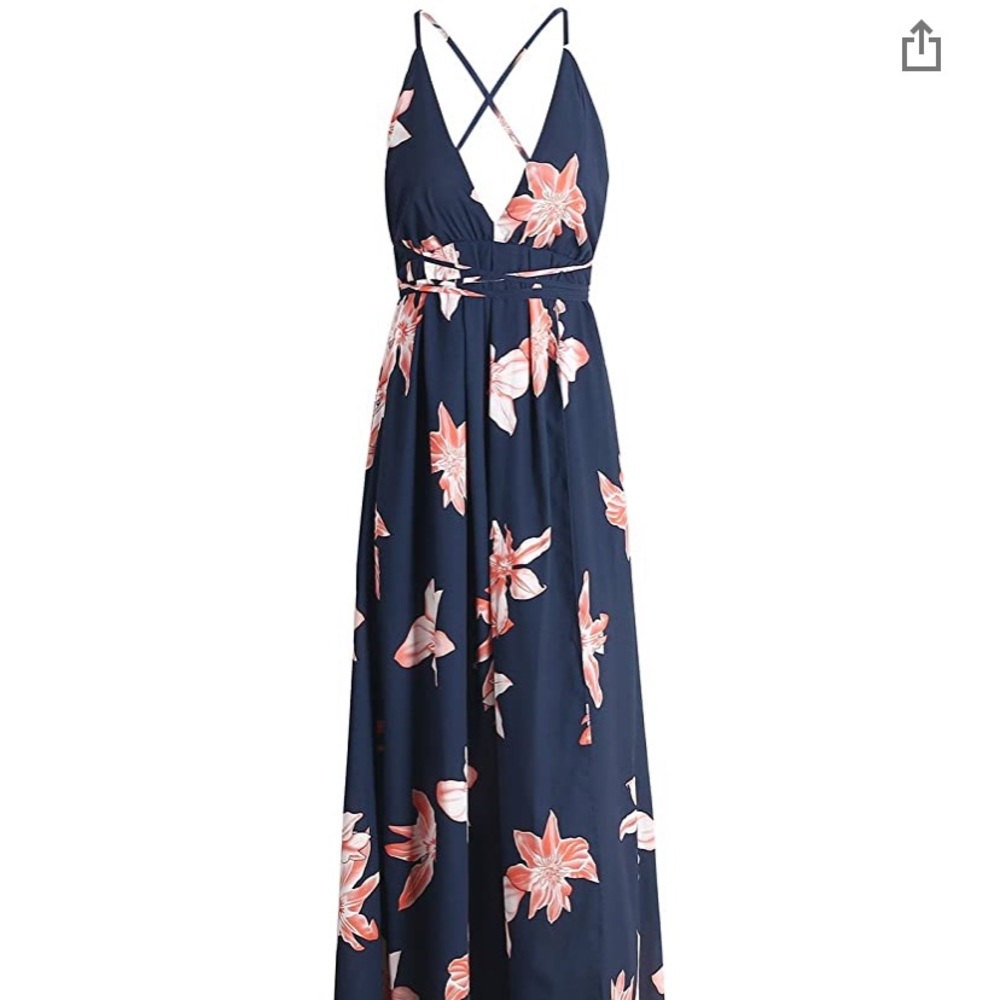 Deep V Neck Simplee Maxi Dress - Size M